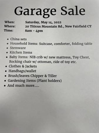 ** Garage Sale May14th **