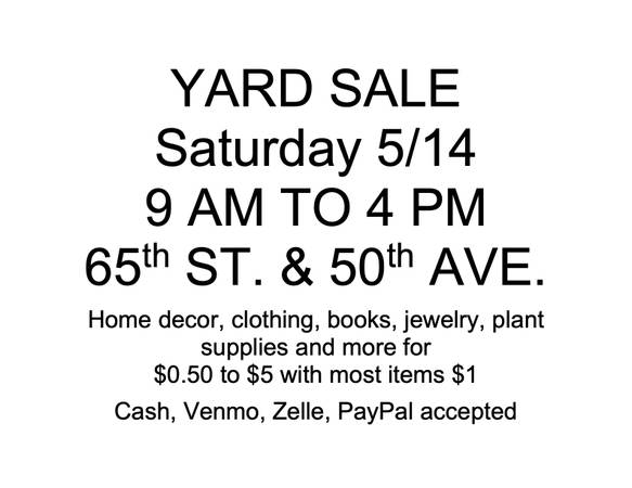 Yard Sale Saturday 5/14 in Woodside