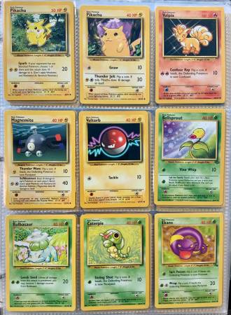 200+ Pokémon Card Collection in Pages & Binder 1995, 96, 98 Nintendo