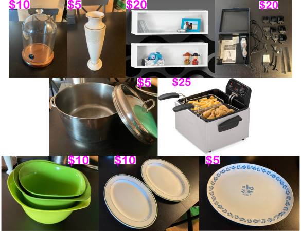 Moving sale! Kitchenware, decor, household goods, etc.