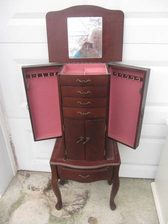 Dark Wood Jewelry Armoire, tall