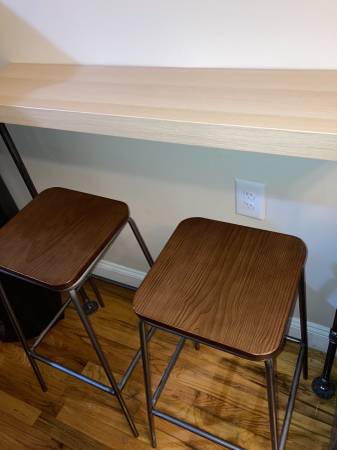 Two BEAUTIFUL wood top barstools $65